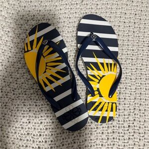 Kate Spade ♠️ Navy, White & Yellow Striped Sun Flip Flops